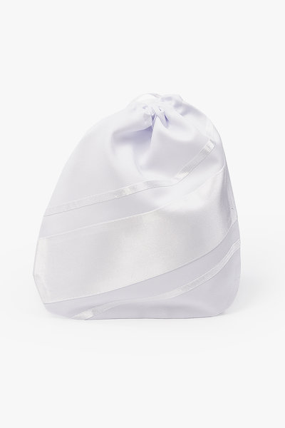 Minimalistyczna torebka woreczek z białymi taśmami